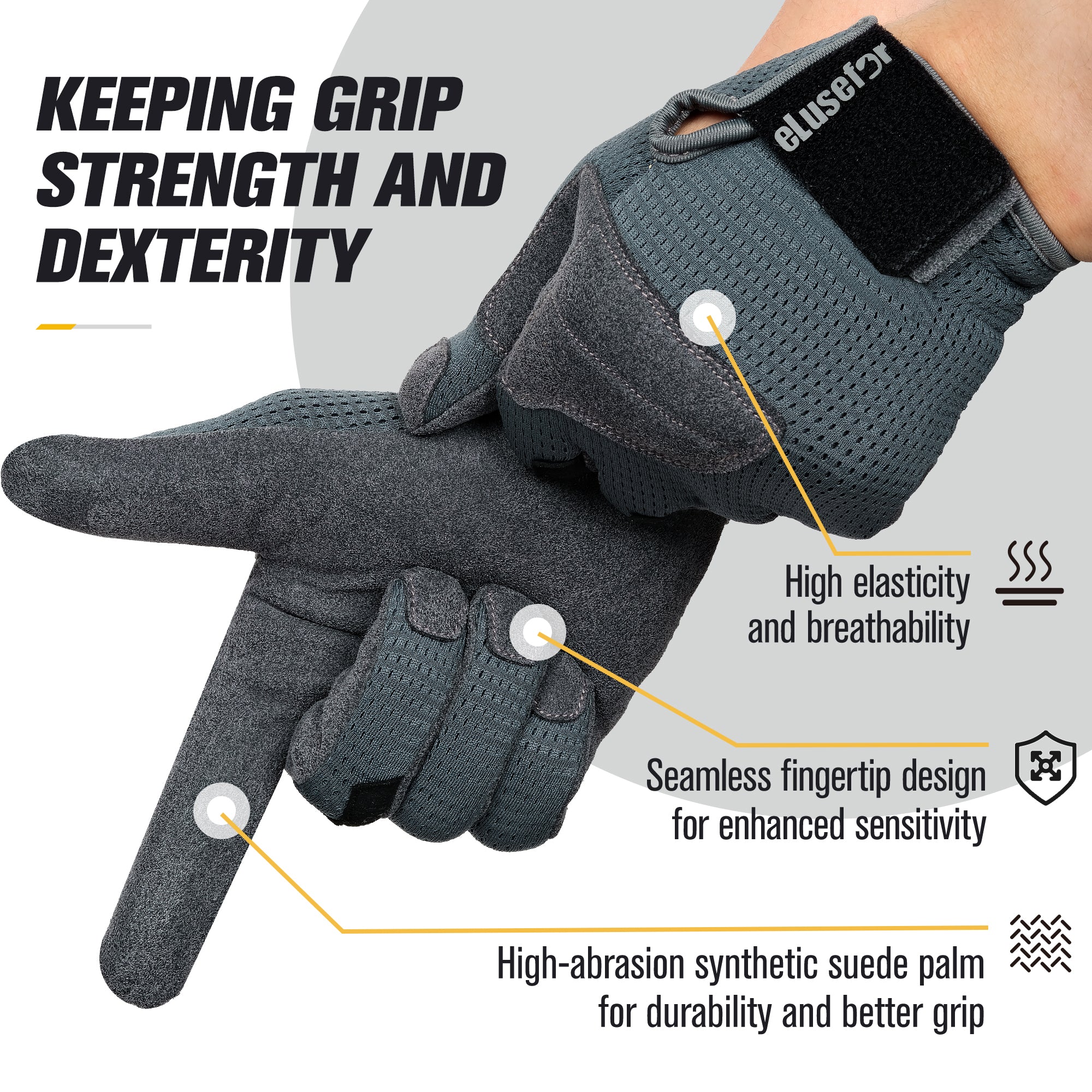 Natural Tactile Shooting Glove: Seamless Wrap-Fingers Design, 360° Touchscreen Freedom, Customizable Badge