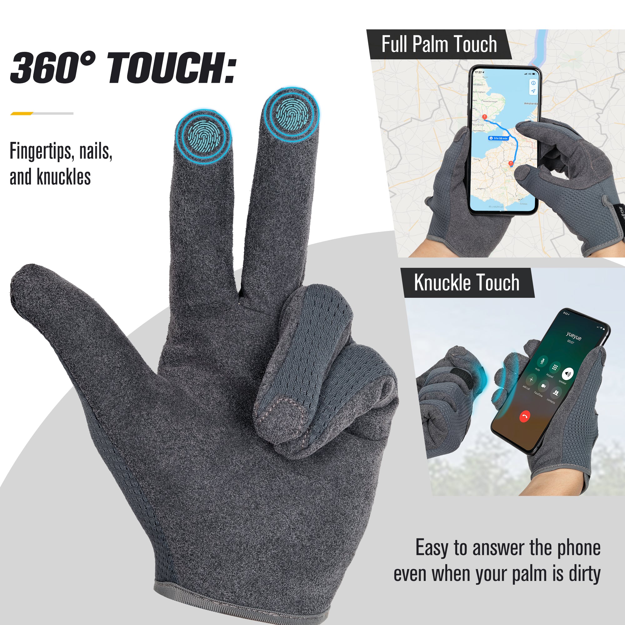 Natural Tactile Shooting Glove: Seamless Wrap-Fingers Design, 360° Touchscreen Freedom, Customizable Badge
