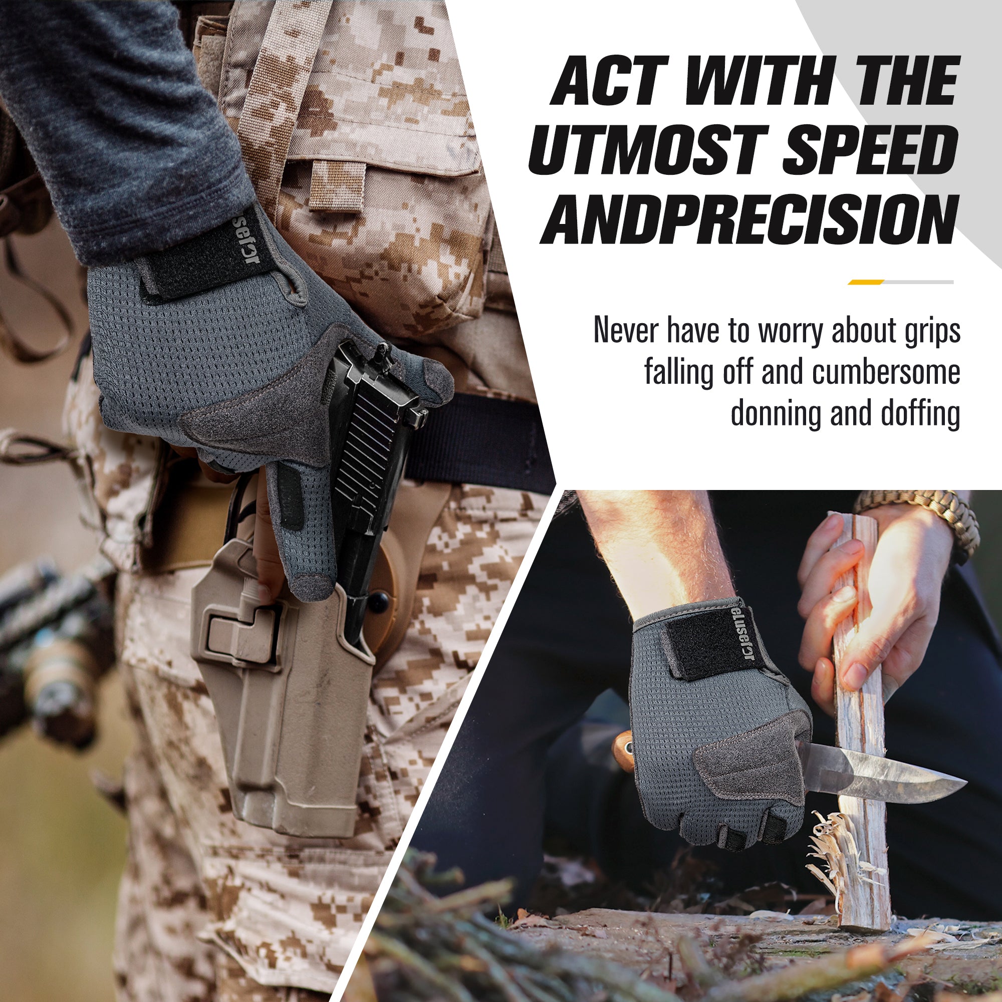 Natural Tactile Shooting Glove: Seamless Wrap-Fingers Design, 360° Touchscreen Freedom, Customizable Badge