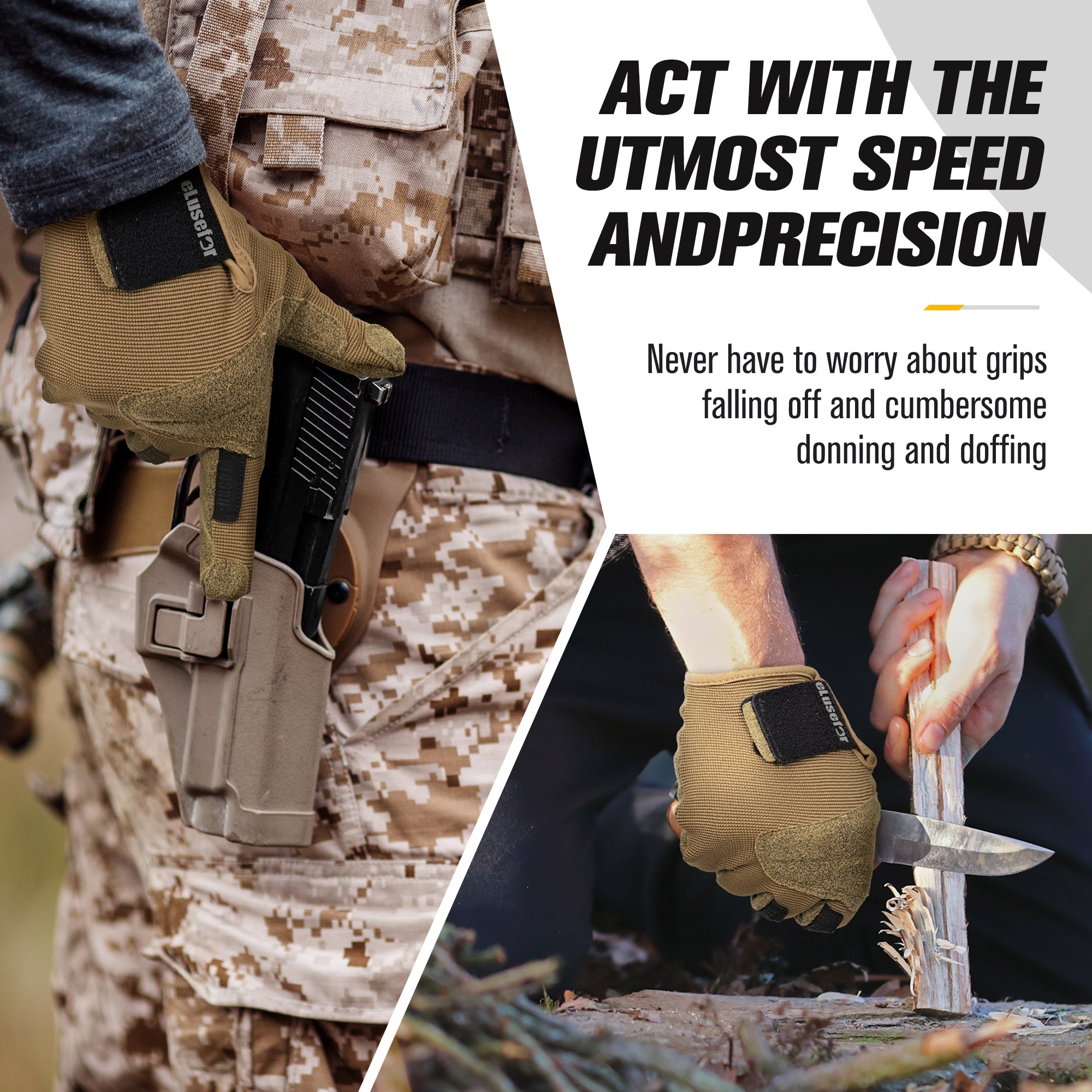 Controller Plus Upgarded Tactile Shooting Glove: Patented Wrap-Fingers Design, 360° Touchscreen Freedom, Customizable Badge