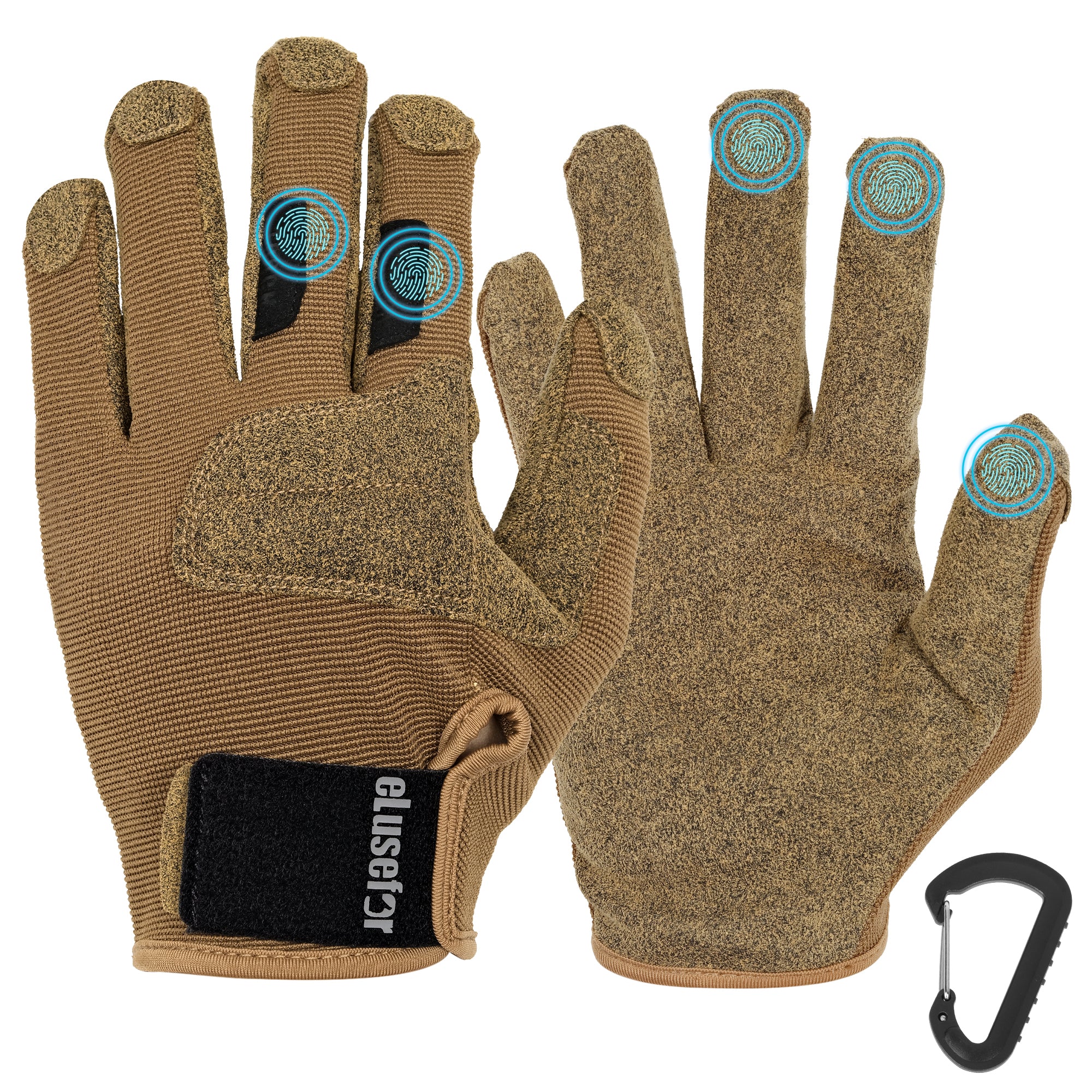 Controller Plus Upgarded Tactile Shooting Glove: Patented Wrap-Fingers Design, 360° Touchscreen Freedom, Customizable Badge