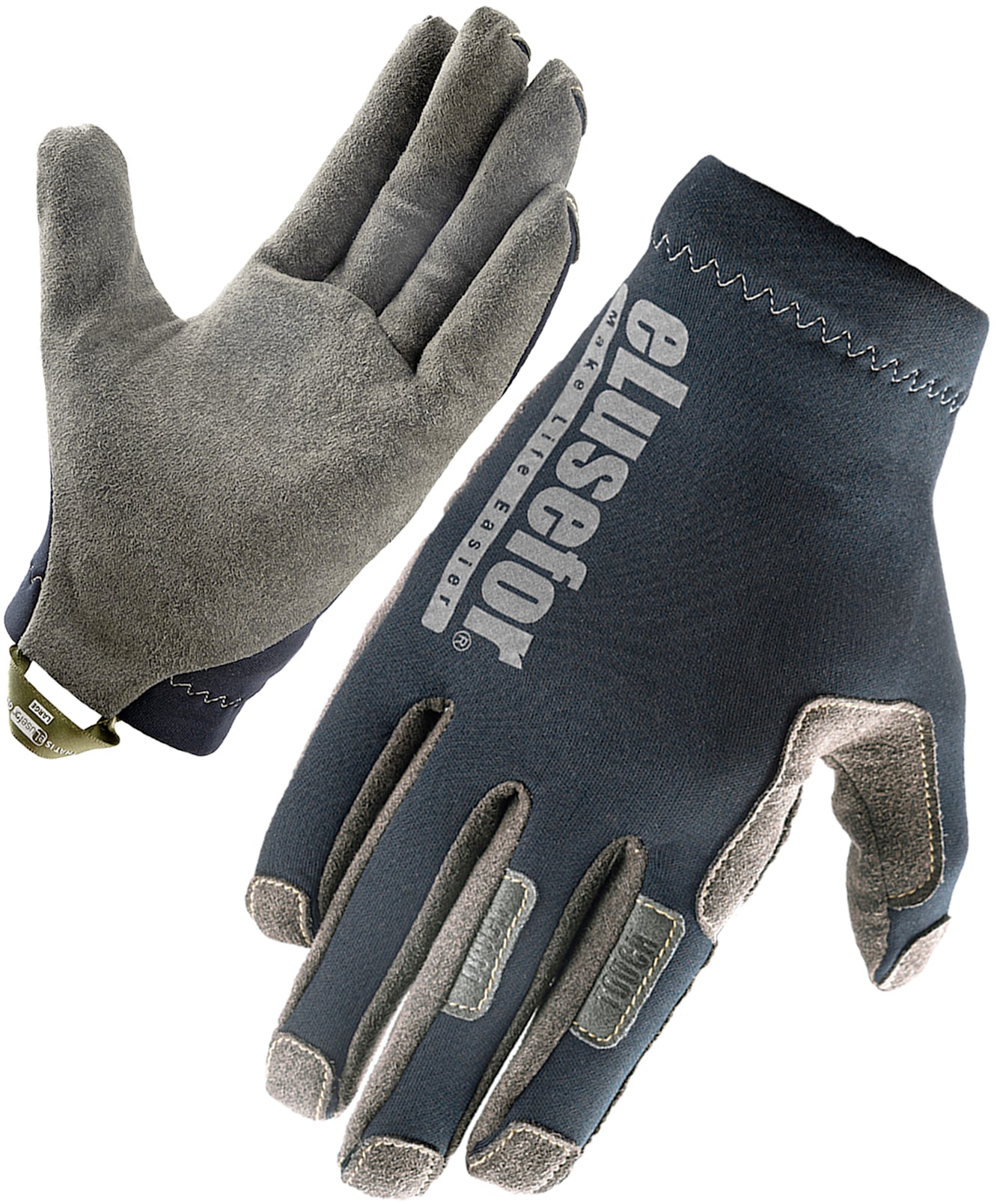 Easy Fit Men's Gloves, .6mm Durable Palm, ClickPoint Touch, No for Badges, Navy/ Grey