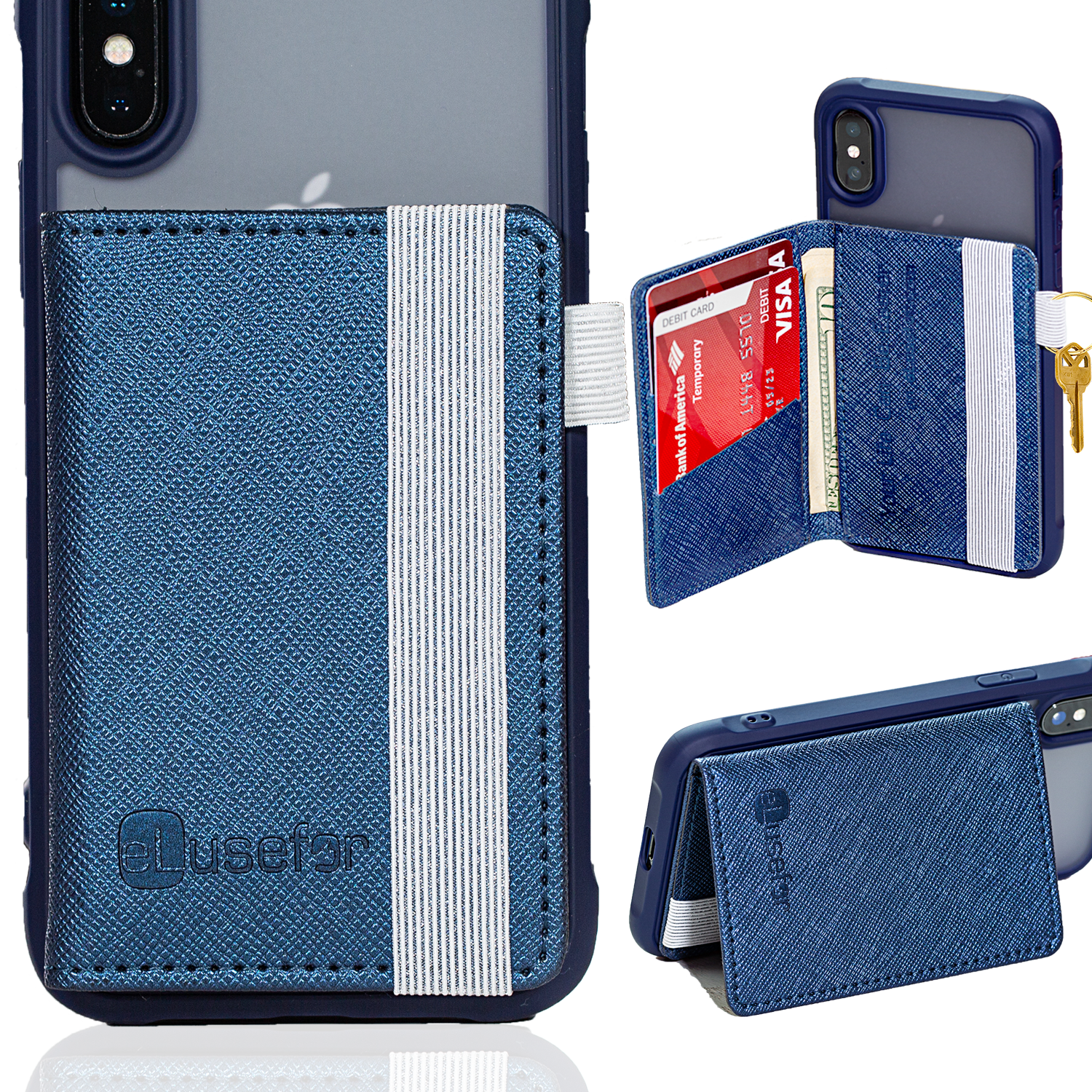 Evelyn Stick-On Phone Wallet for 6 Cards, Cash, IDs and more