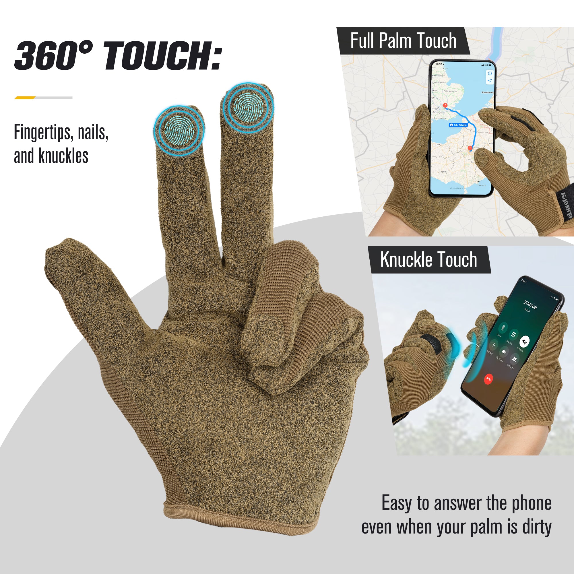 Controller Plus Upgarded Tactile Shooting Glove: Patented Wrap-Fingers Design, 360° Touchscreen Freedom, Customizable Badge