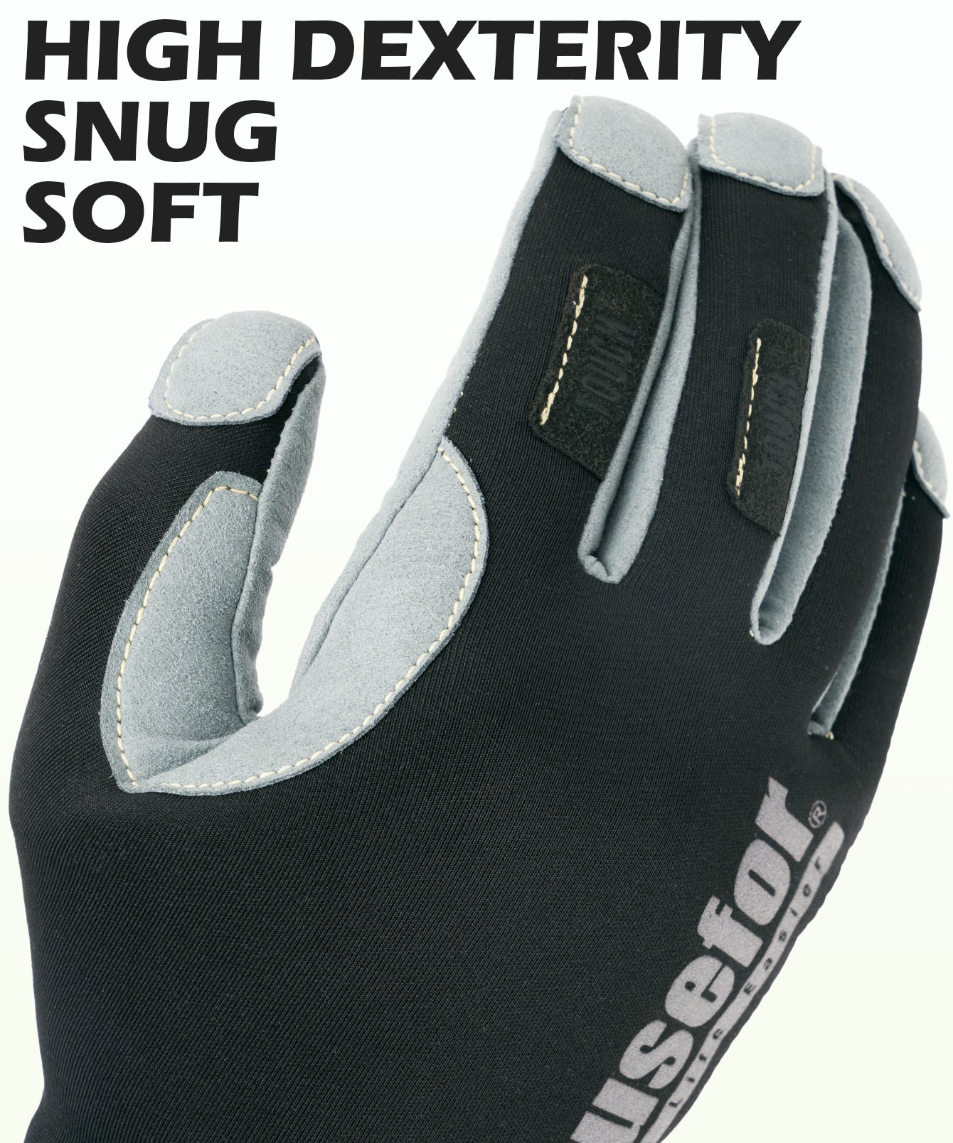 Easy Fit Men's Gloves, .55mm Soft Palm, ClickPoint Touch, No for Badges, Black/ Grey