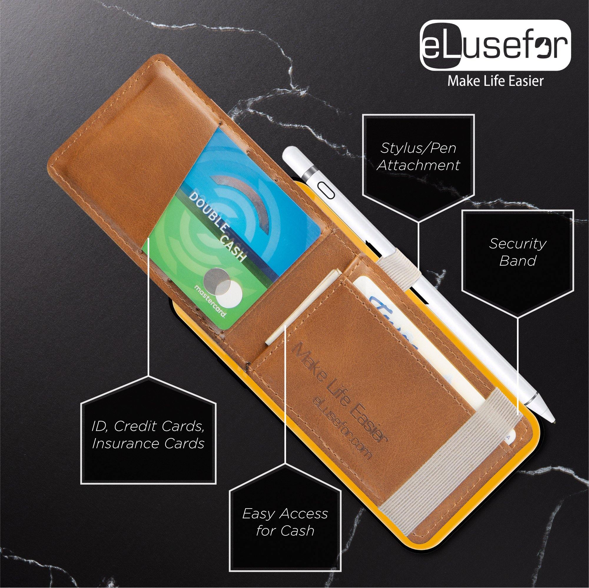 Liam Stick-on Wallet for Back of iPhone or Android Case | Vegan Leather - eLusefor