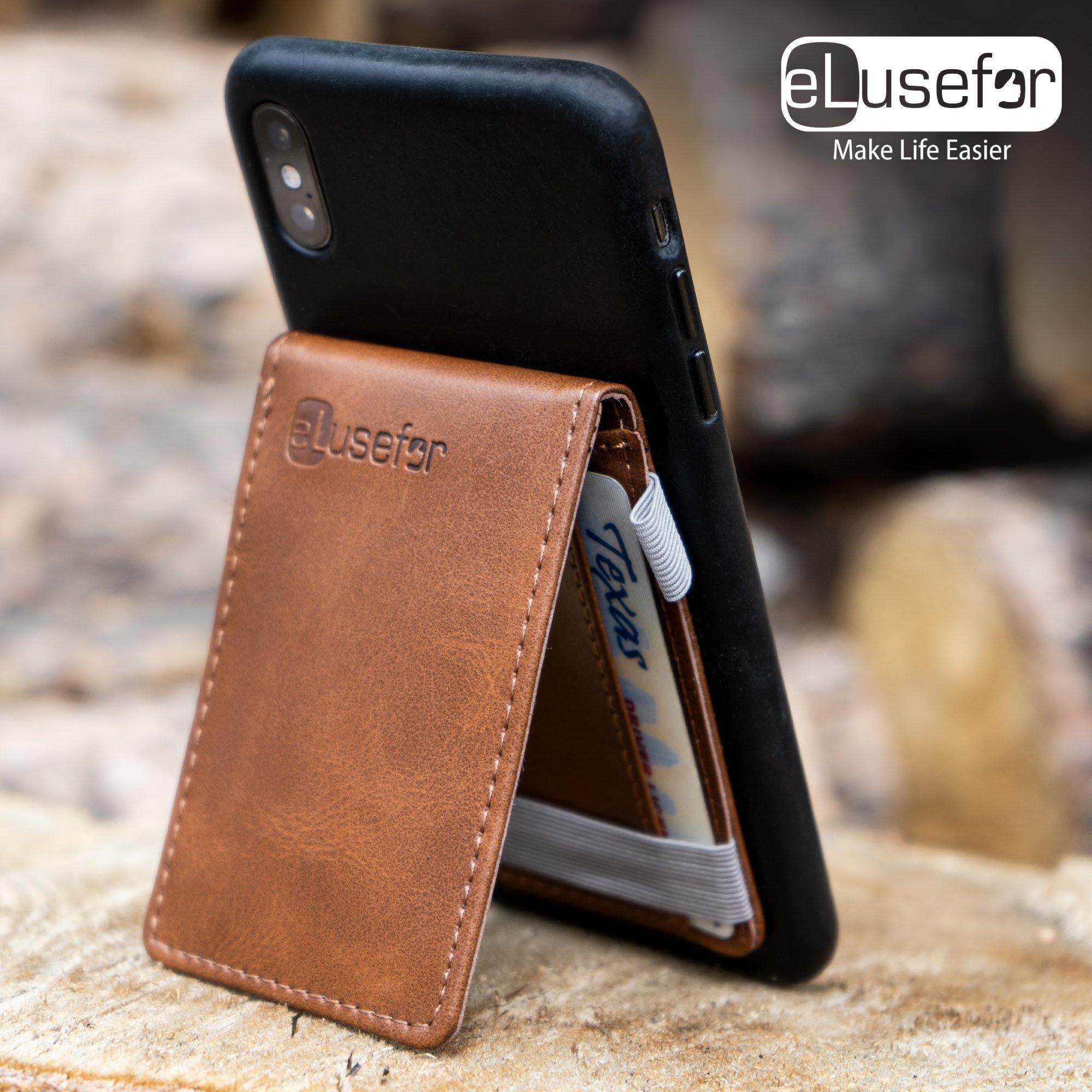 Liam Stick-on Wallet for Back of iPhone or Android Case | Vegan Leather - eLusefor